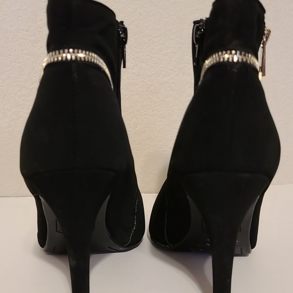 Black Ankle Boots with Silver Zippers - Picture 3 of 9